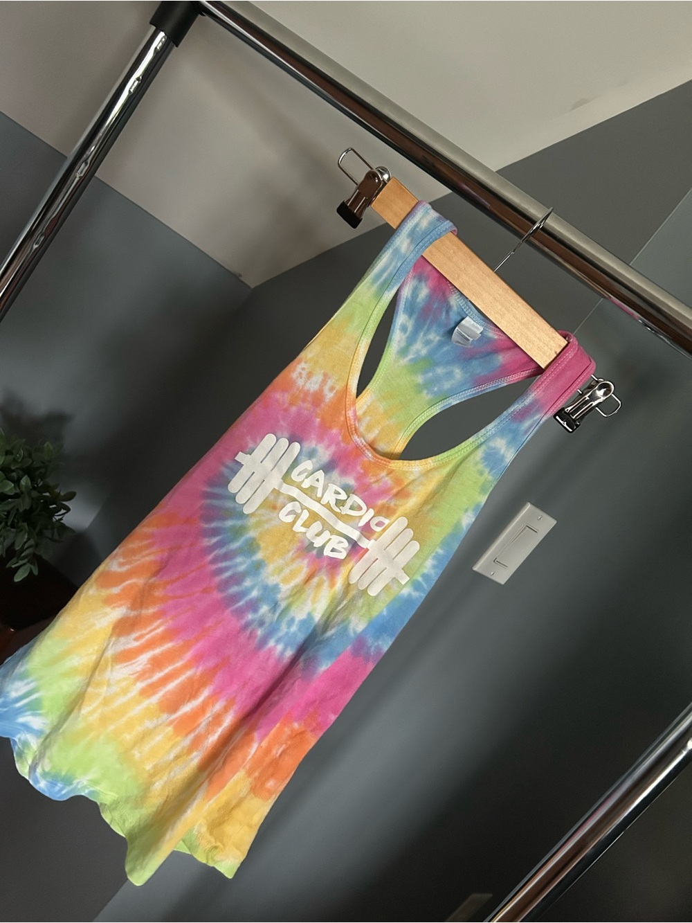 Bright Tie-Dye Racerback Tank Top- workout/running top- small
